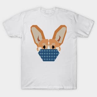 Dog Wearing Flowers Pattern with a blue background Mask T-Shirt